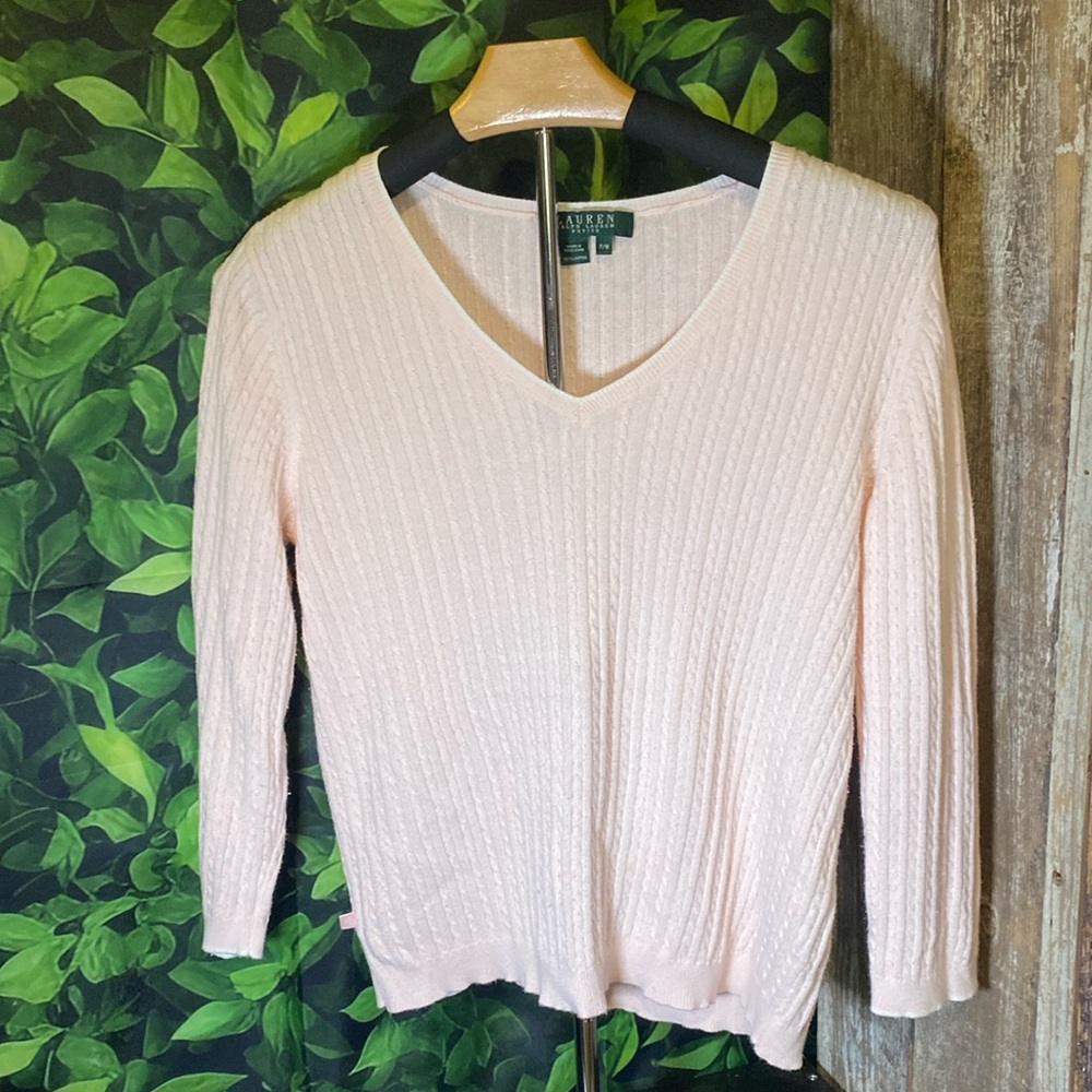 Ralph Lauren pink v-neck sweater like new